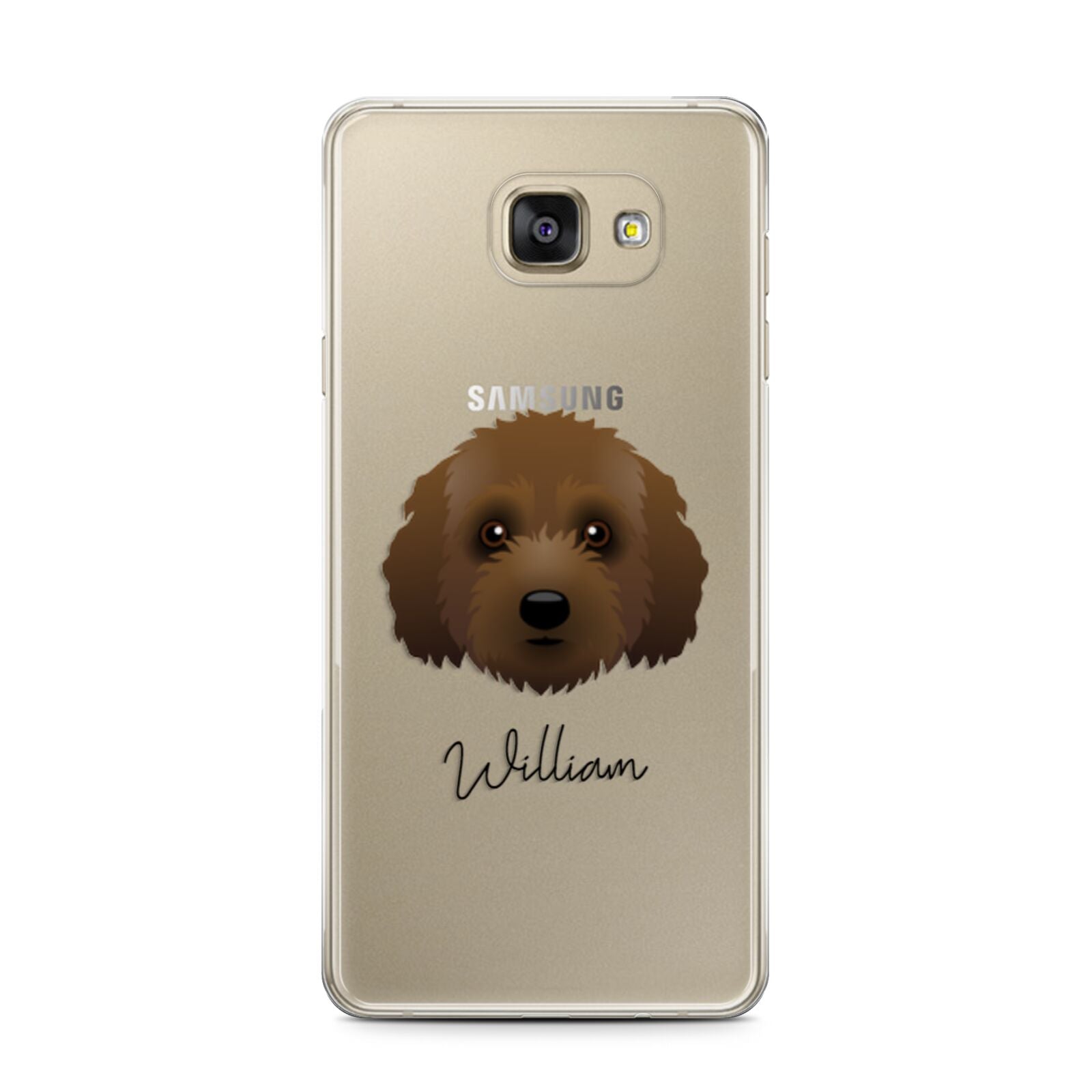 Australian Labradoodle Personalised Samsung Galaxy A7 2016 Case on gold phone