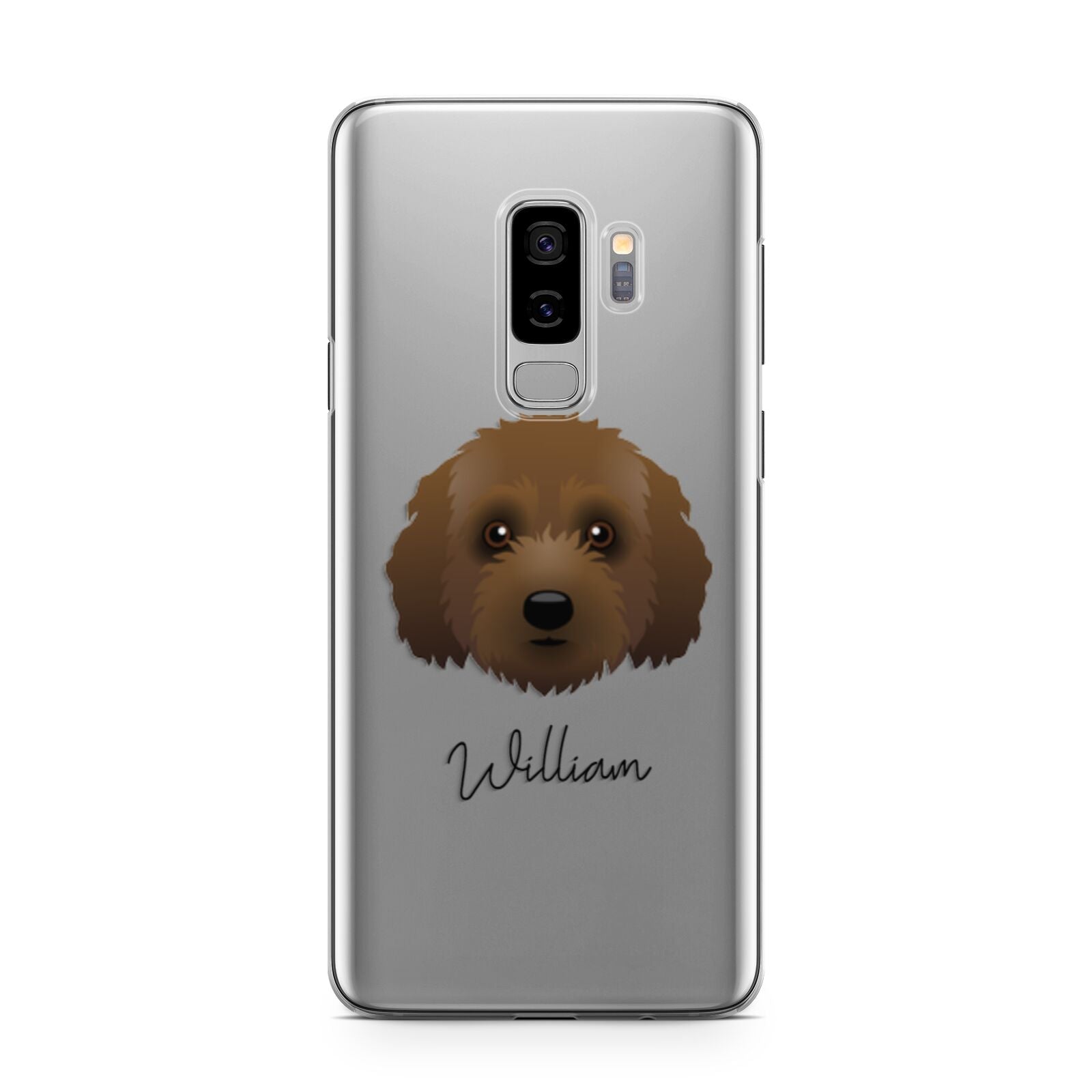 Australian Labradoodle Personalised Samsung Galaxy S9 Plus Case on Silver phone