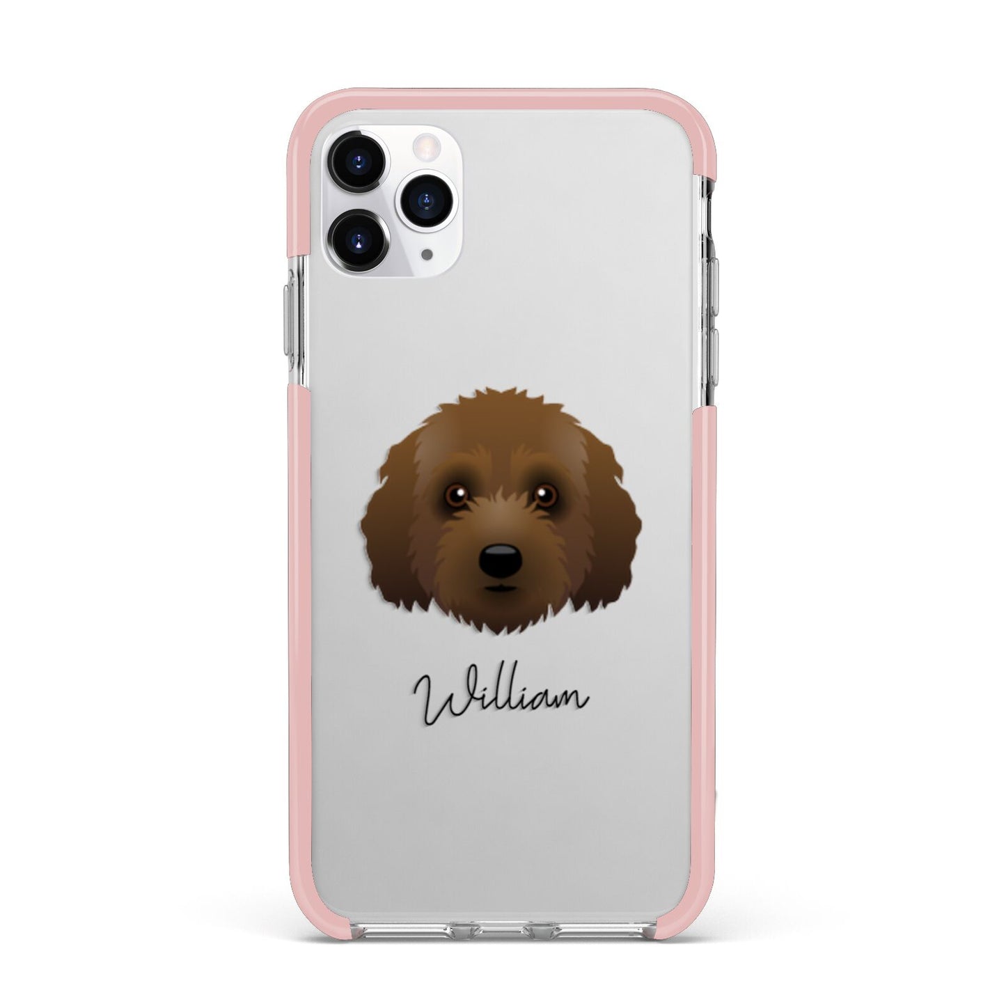 Australian Labradoodle Personalised iPhone 11 Pro Max Impact Pink Edge Case