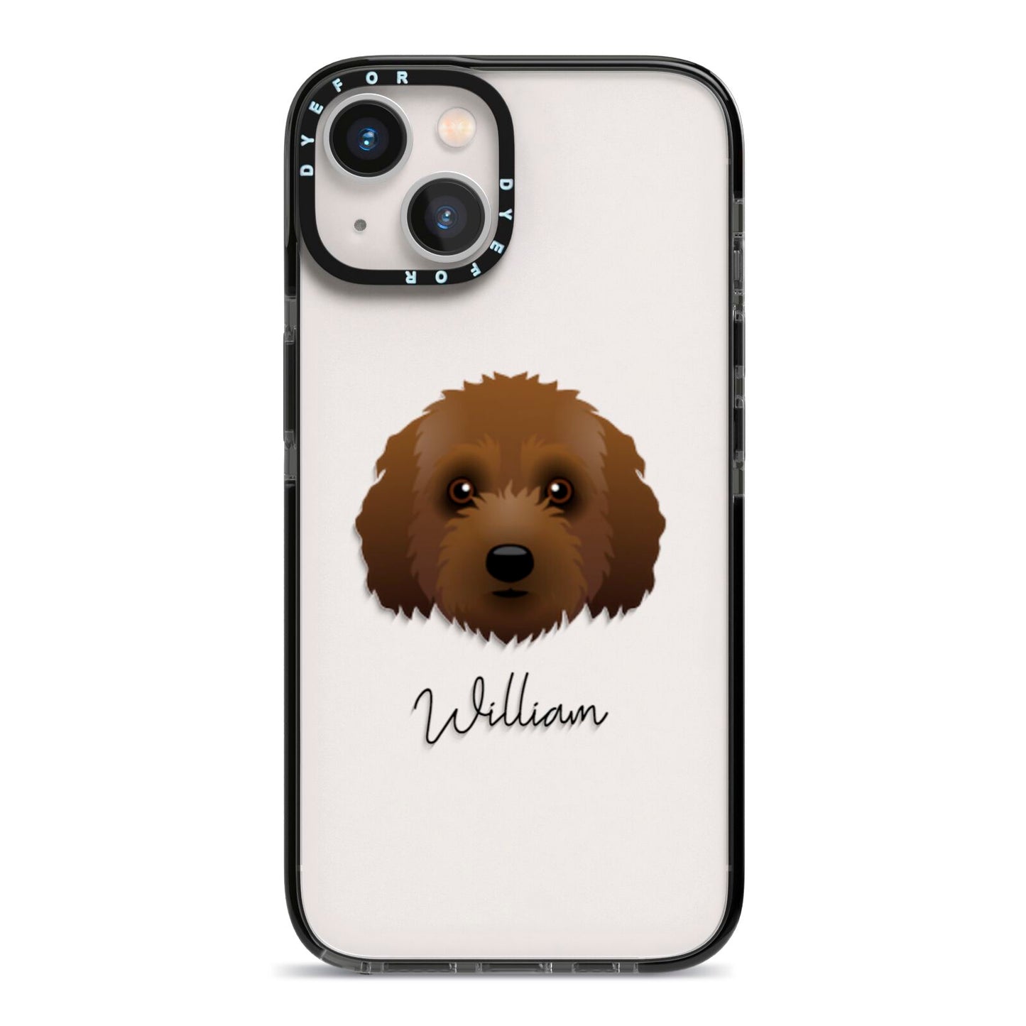 Australian Labradoodle Personalised iPhone 13 Black Impact Case on Silver phone