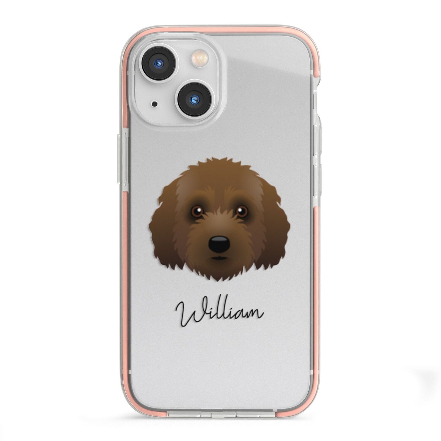 Australian Labradoodle Personalised iPhone 13 Mini TPU Impact Case with Pink Edges