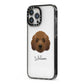 Australian Labradoodle Personalised iPhone 13 Pro Max Black Impact Case Side Angle on Silver phone