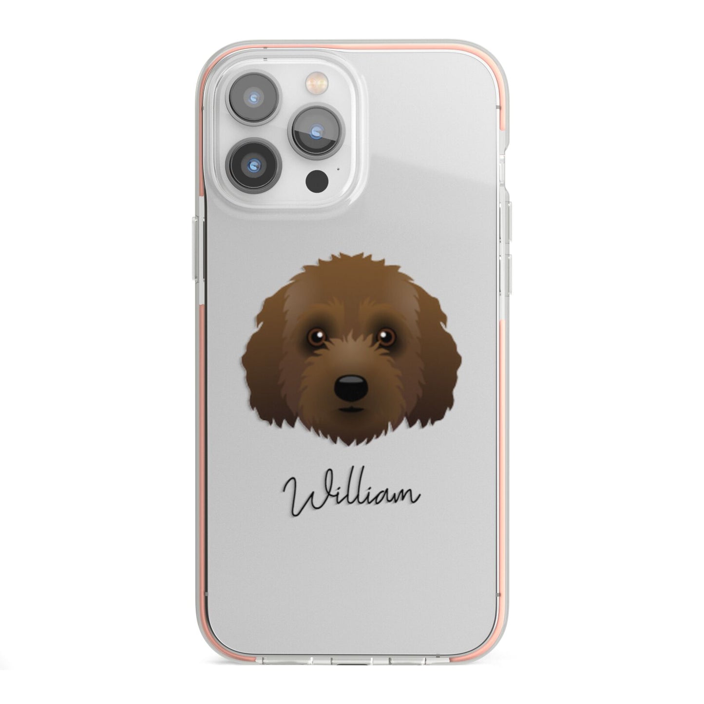 Australian Labradoodle Personalised iPhone 13 Pro Max TPU Impact Case with Pink Edges