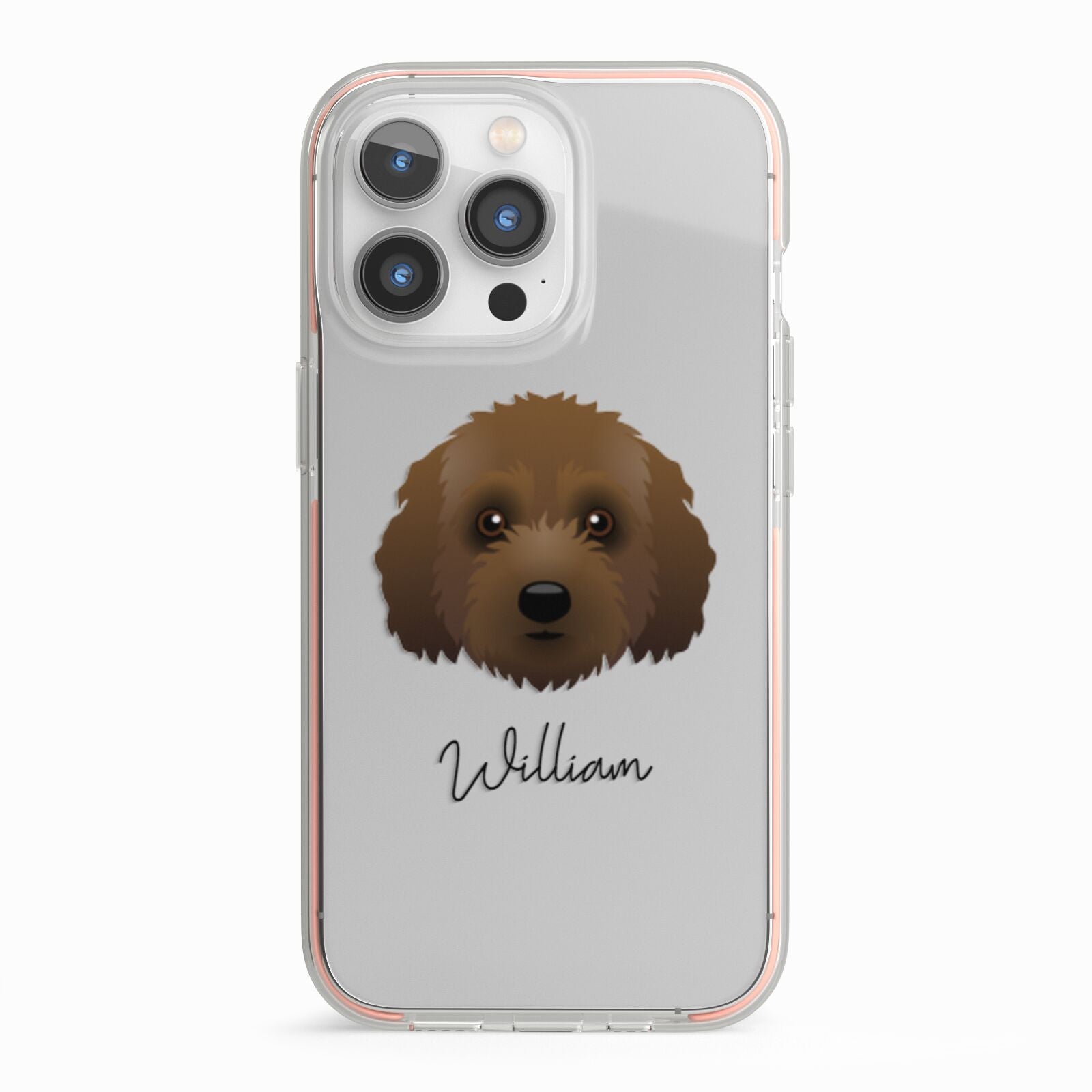 Australian Labradoodle Personalised iPhone 13 Pro TPU Impact Case with Pink Edges