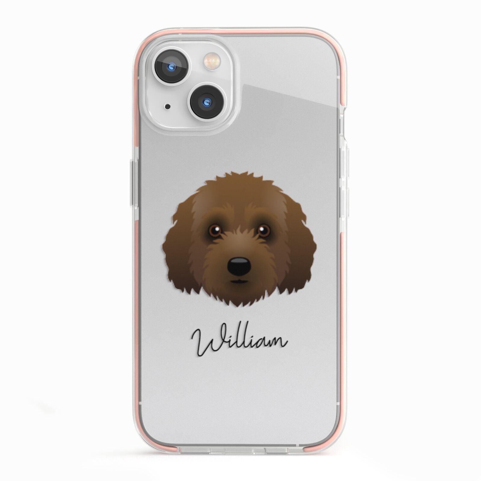 Australian Labradoodle Personalised iPhone 13 TPU Impact Case with Pink Edges