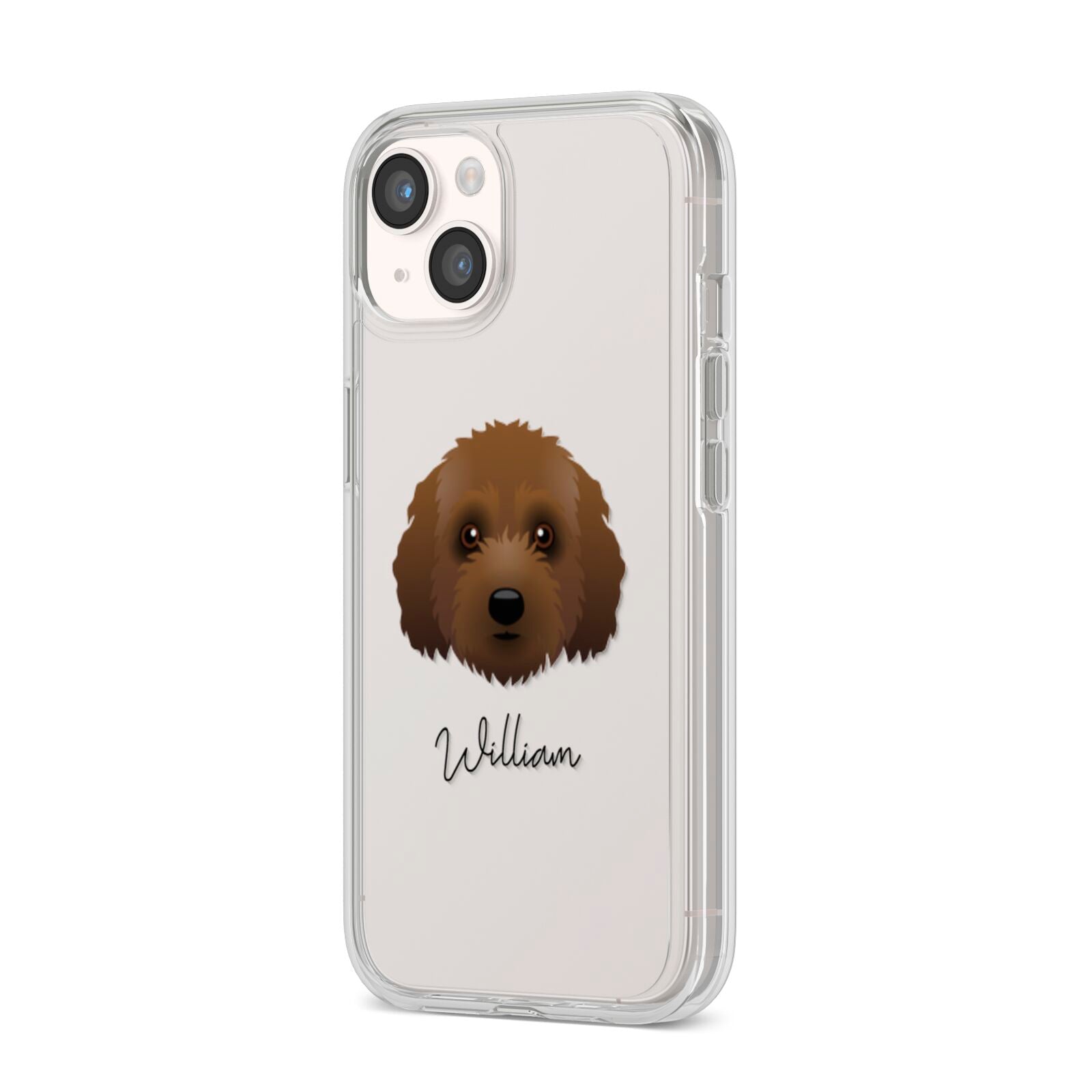 Australian Labradoodle Personalised iPhone 14 Clear Tough Case Starlight Angled Image