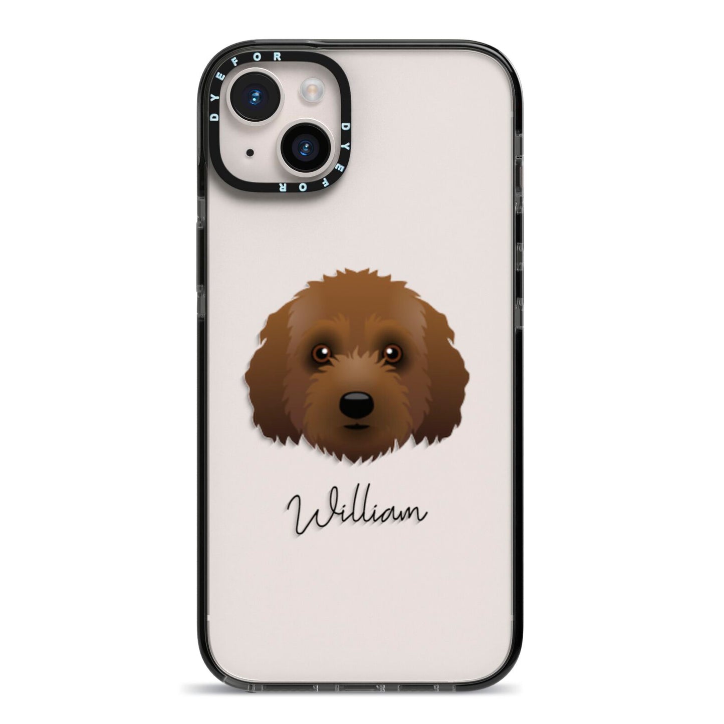 Australian Labradoodle Personalised iPhone 14 Plus Black Impact Case on Silver phone