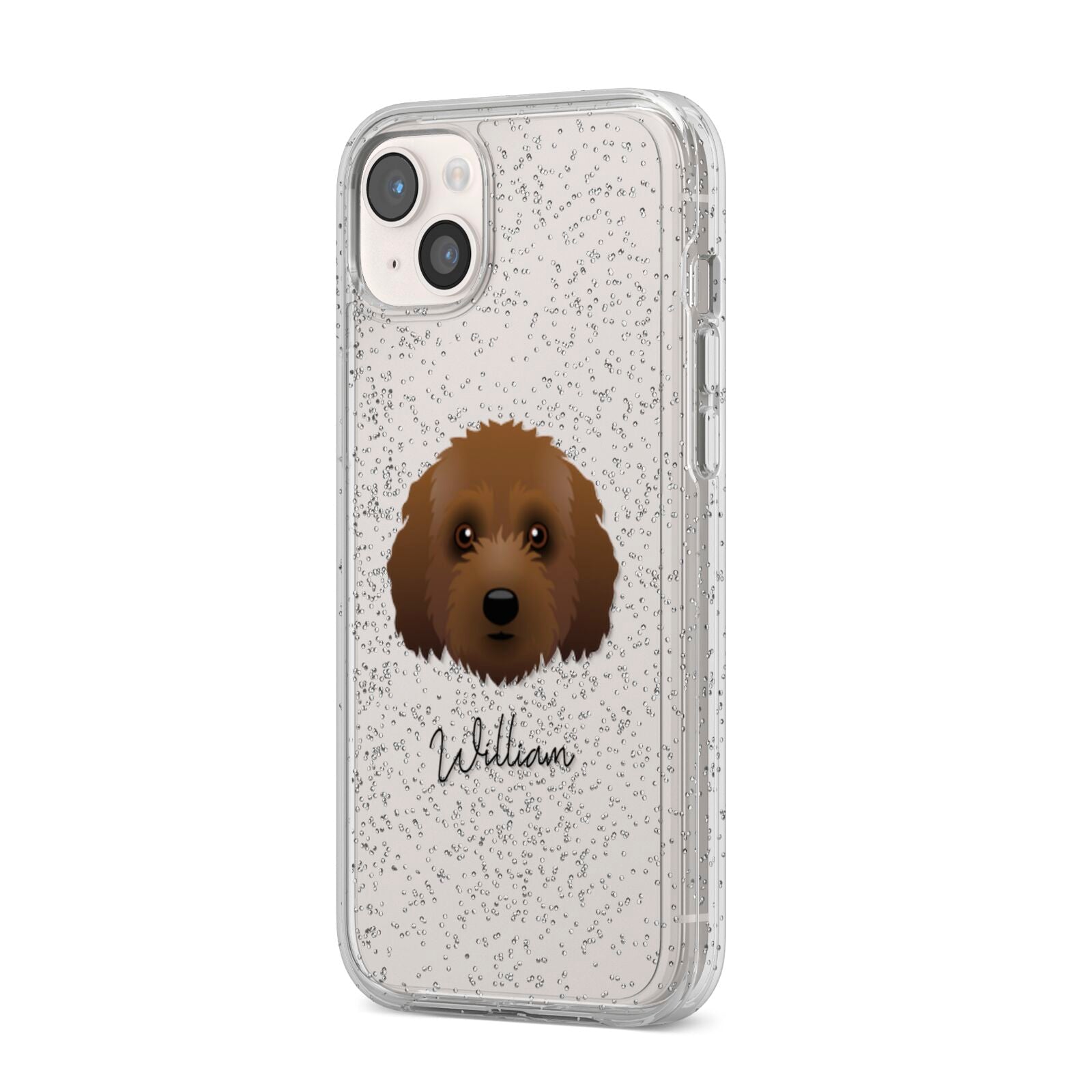 Australian Labradoodle Personalised iPhone 14 Plus Glitter Tough Case Starlight Angled Image
