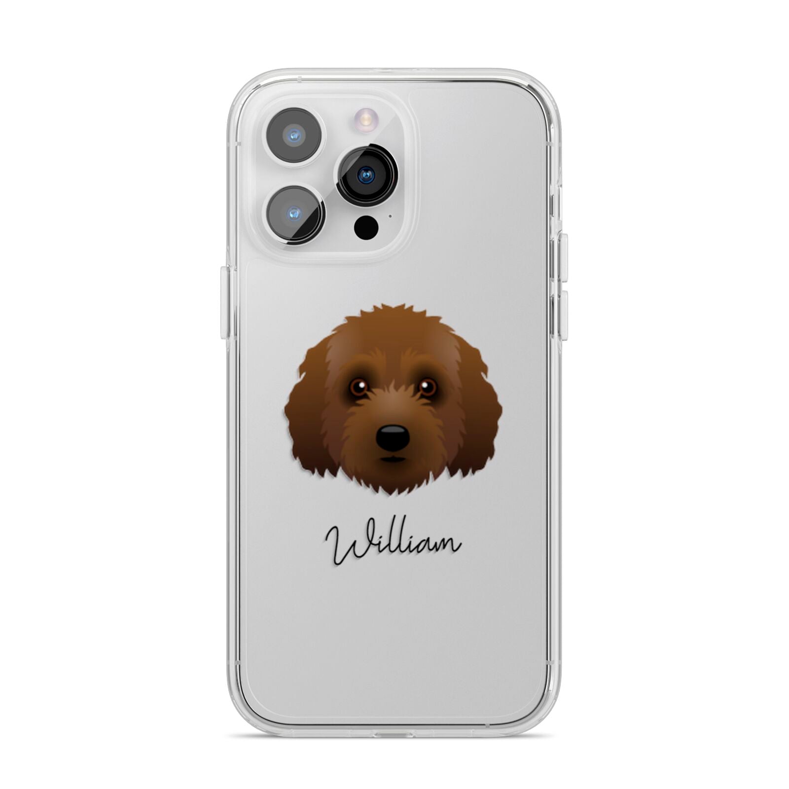 Australian Labradoodle Personalised iPhone 14 Pro Max Clear Tough Case Silver