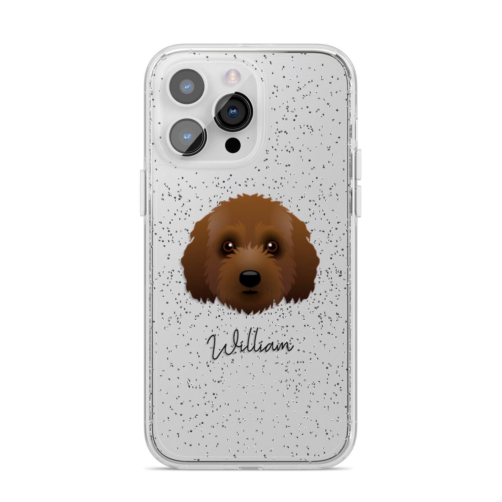 Australian Labradoodle Personalised iPhone 14 Pro Max Glitter Tough Case Silver