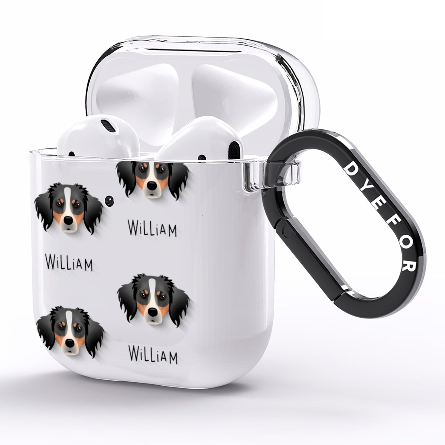 Australian Shepherd Icon with Name AirPods Clear Case Side Image