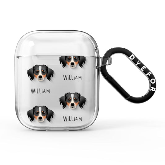 Australian Shepherd Icon with Name AirPods Clear Case