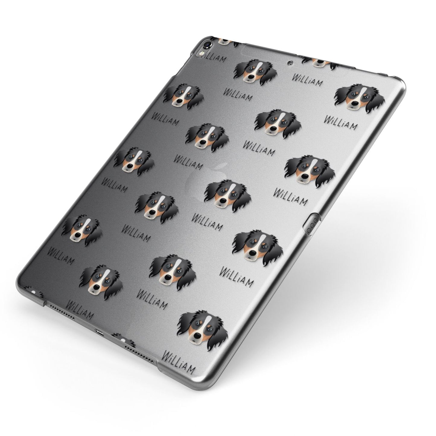 Australian Shepherd Icon with Name Apple iPad Case on Grey iPad Side View