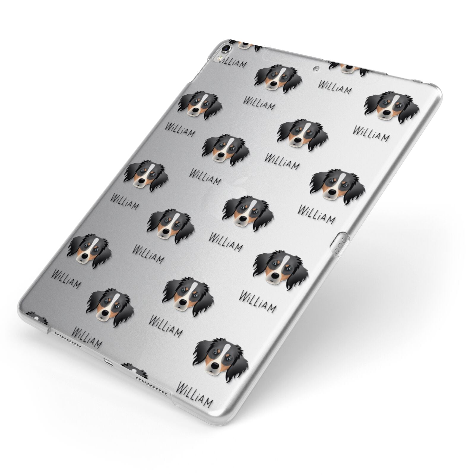 Australian Shepherd Icon with Name Apple iPad Case on Silver iPad Side View