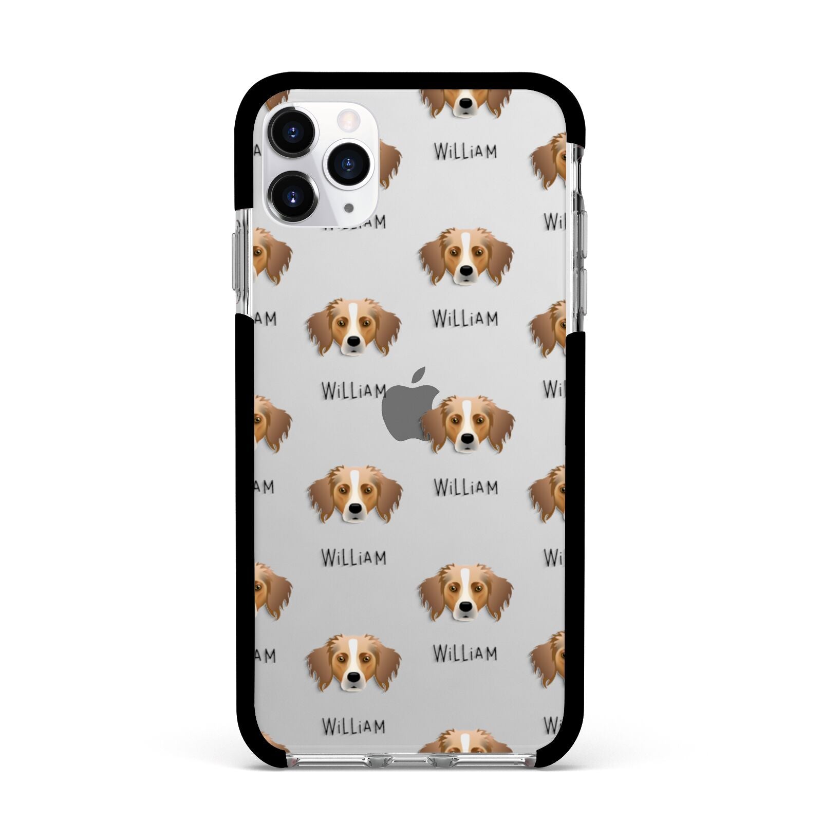 Australian Shepherd Icon with Name Apple iPhone 11 Pro Max in Silver with Black Impact Case