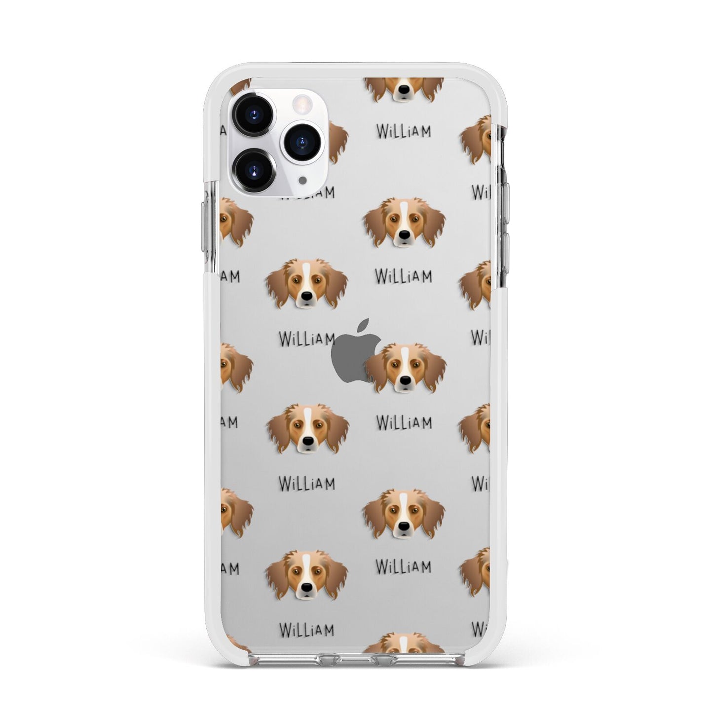Australian Shepherd Icon with Name Apple iPhone 11 Pro Max in Silver with White Impact Case