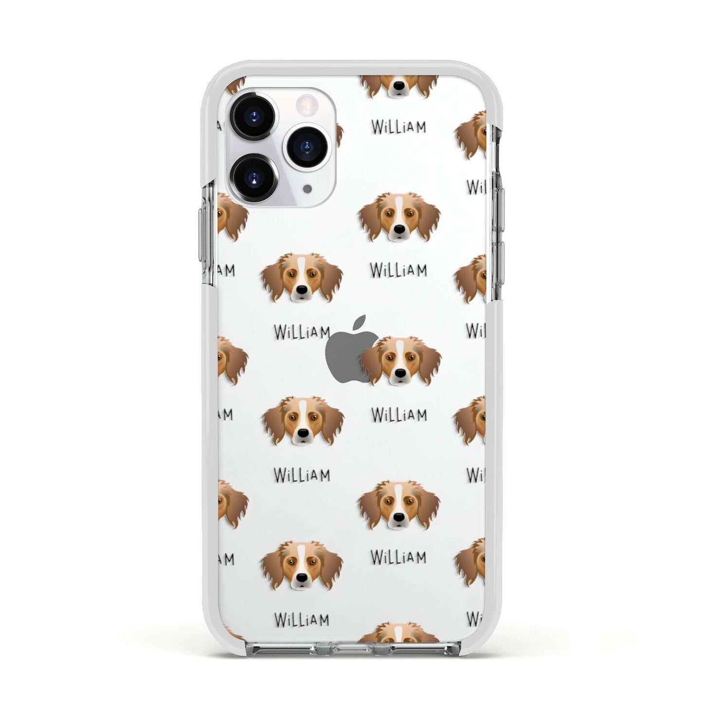 Australian Shepherd Icon with Name Apple iPhone 11 Pro in Silver with White Impact Case