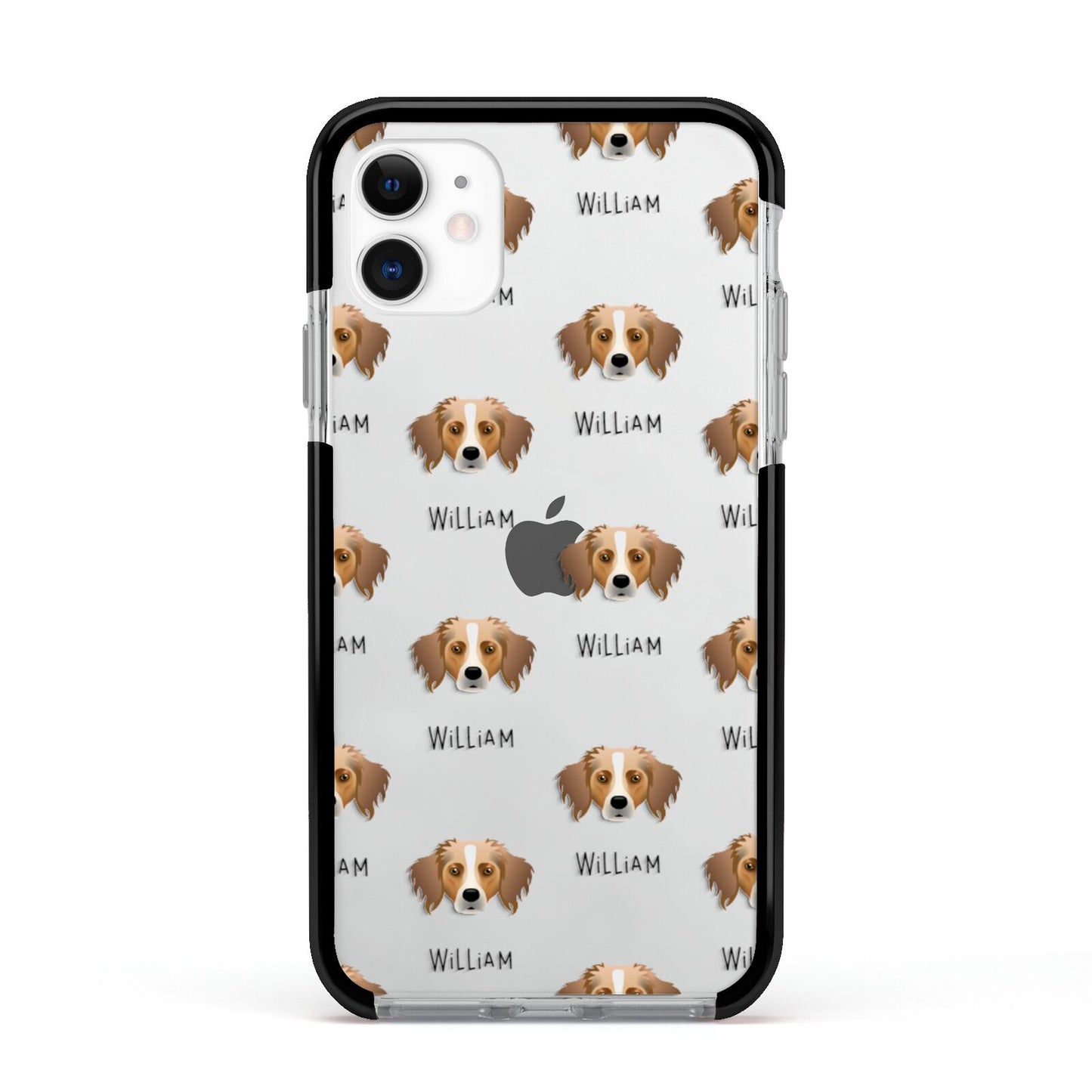 Australian Shepherd Icon with Name Apple iPhone 11 in White with Black Impact Case