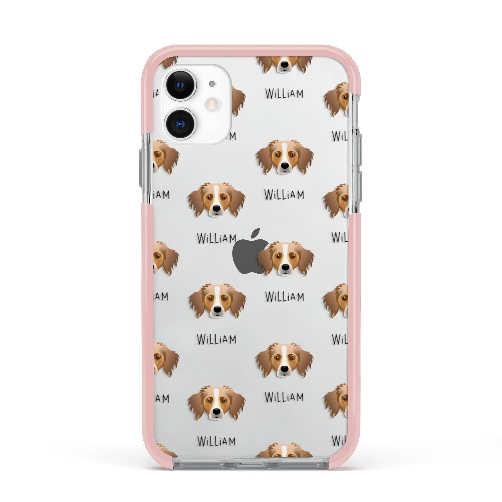 Australian Shepherd Icon with Name Apple iPhone 11 in White with Pink Impact Case