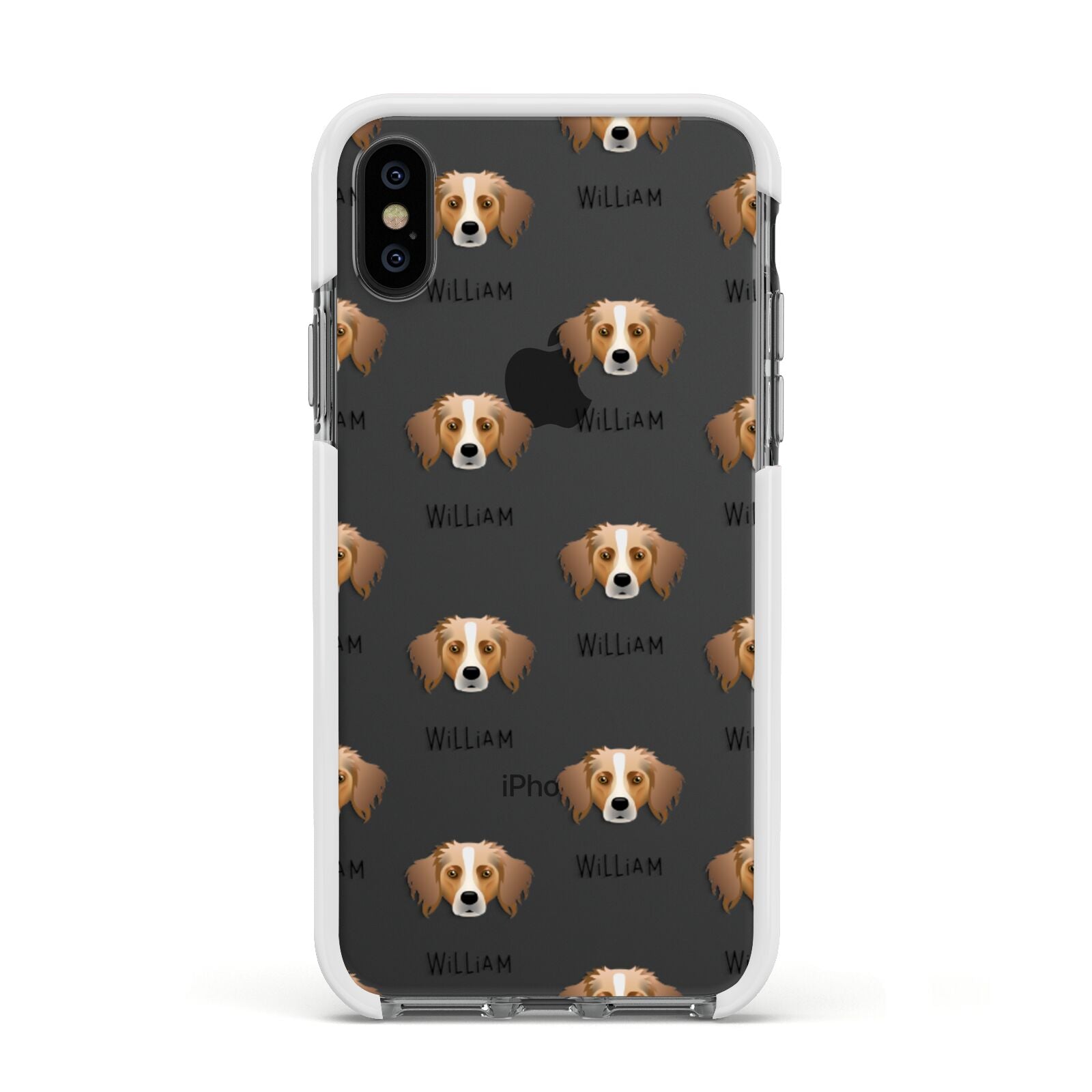 Australian Shepherd Icon with Name Apple iPhone Xs Impact Case White Edge on Black Phone