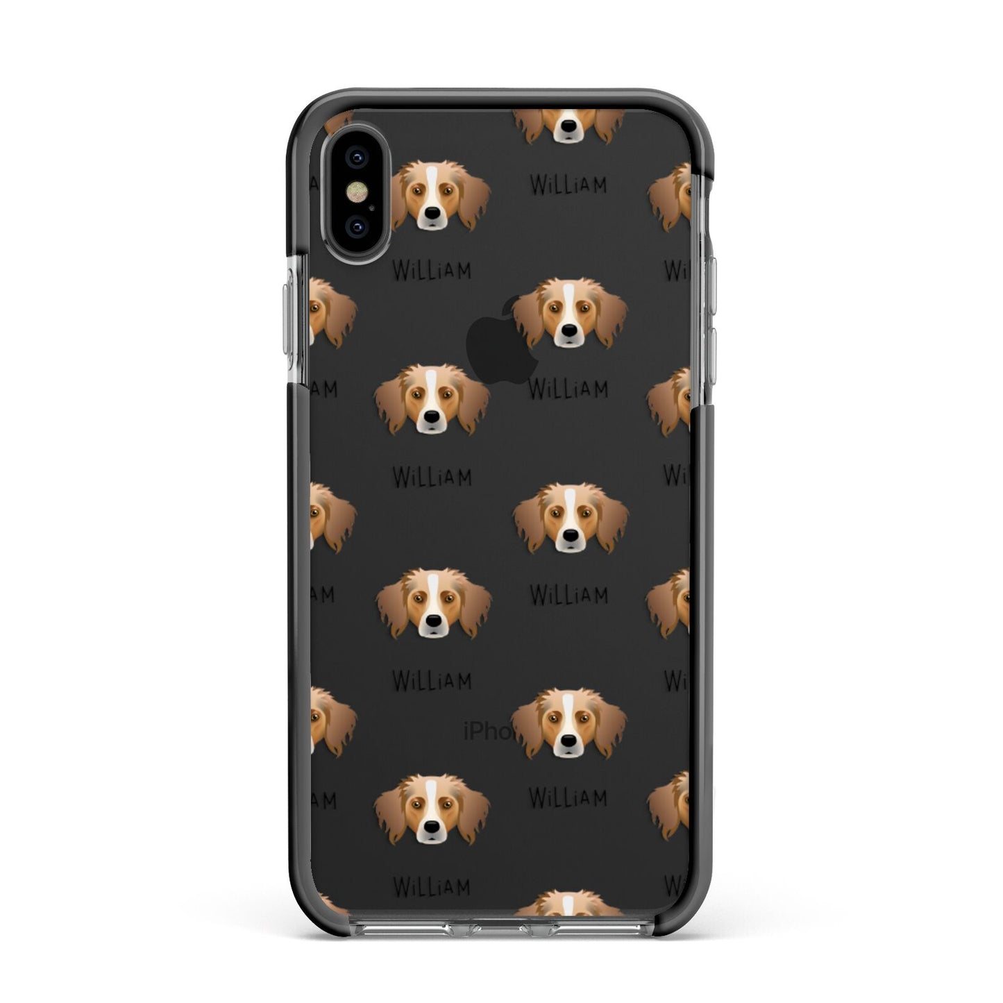 Australian Shepherd Icon with Name Apple iPhone Xs Max Impact Case Black Edge on Black Phone
