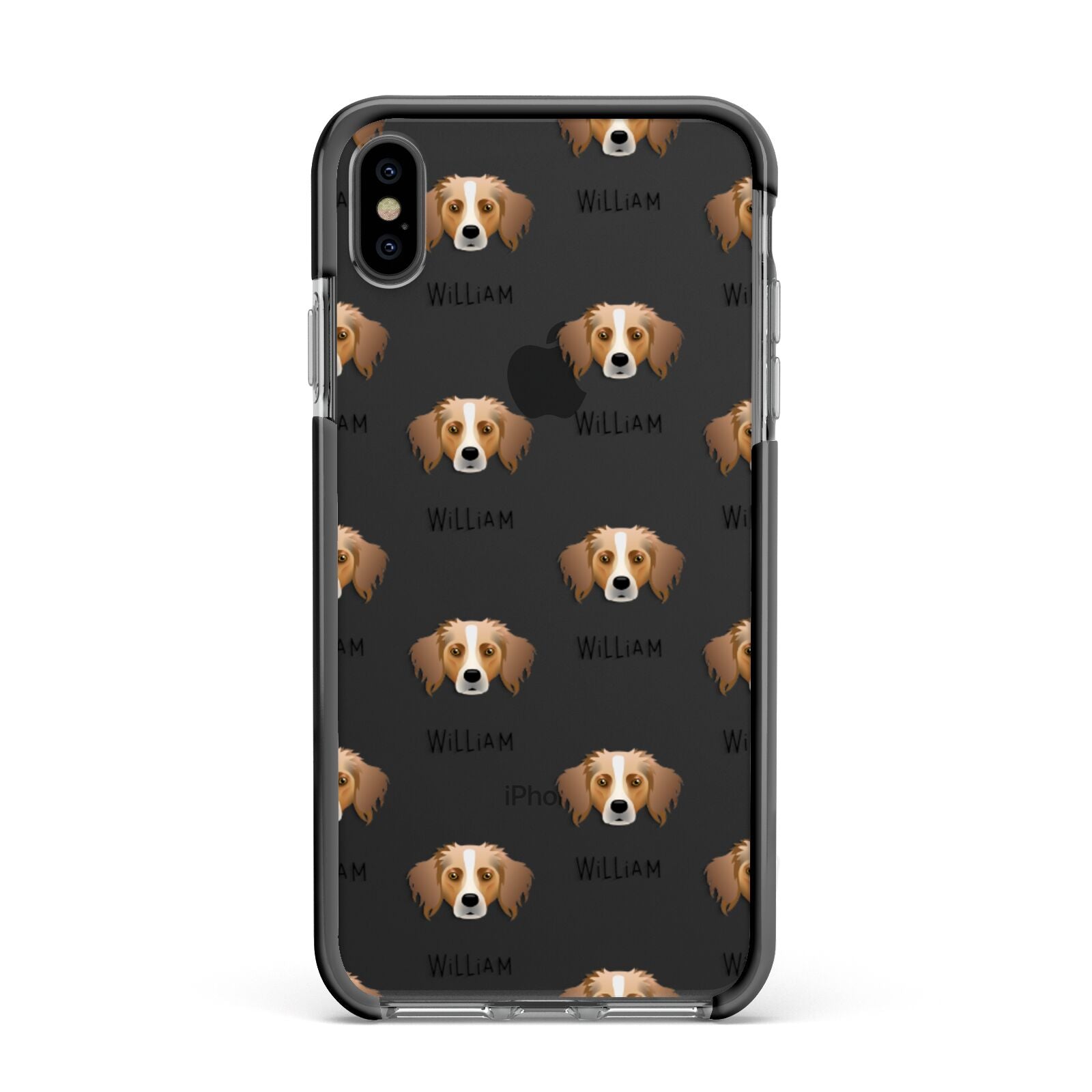Australian Shepherd Icon with Name Apple iPhone Xs Max Impact Case Black Edge on Black Phone