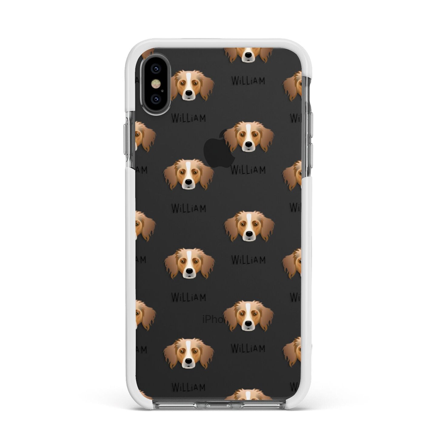 Australian Shepherd Icon with Name Apple iPhone Xs Max Impact Case White Edge on Black Phone