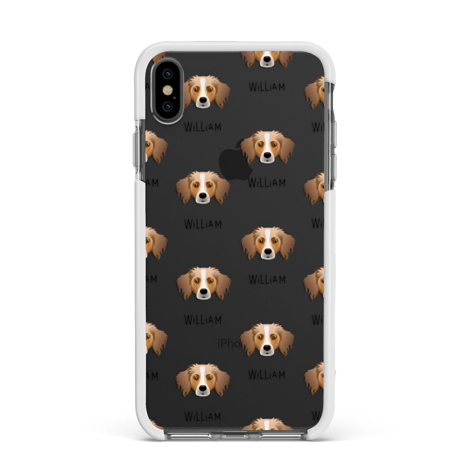 Australian Shepherd Icon with Name Apple iPhone Xs Max Impact Case White Edge on Black Phone