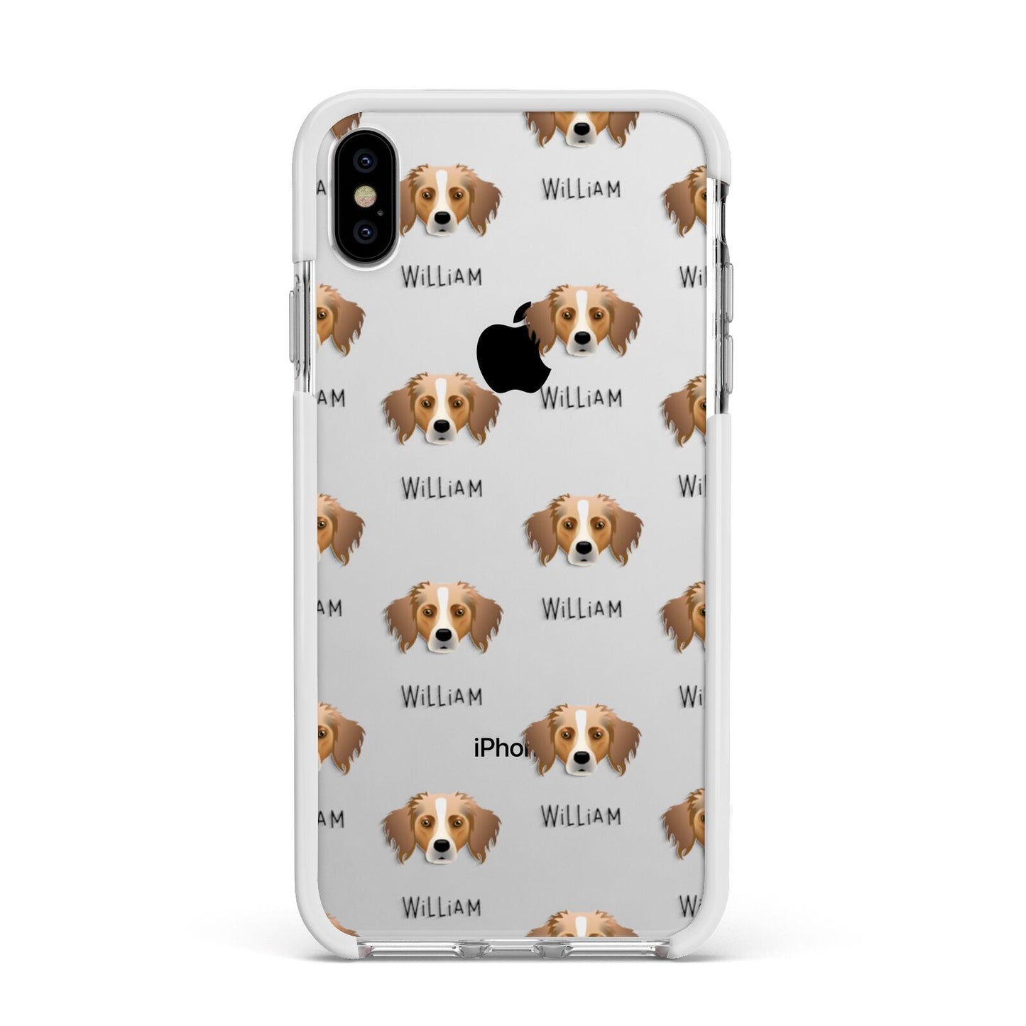 Australian Shepherd Icon with Name Apple iPhone Xs Max Impact Case White Edge on Silver Phone