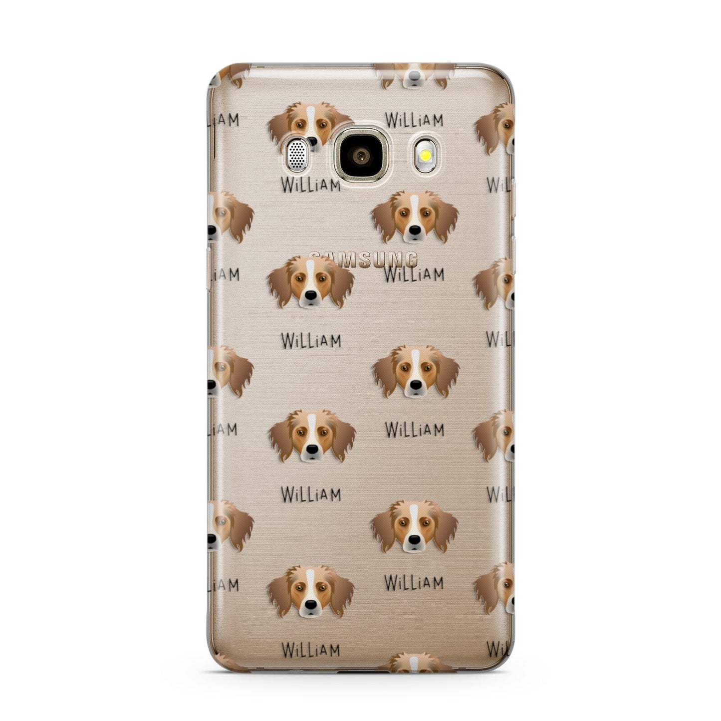 Australian Shepherd Icon with Name Samsung Galaxy J7 2016 Case on gold phone
