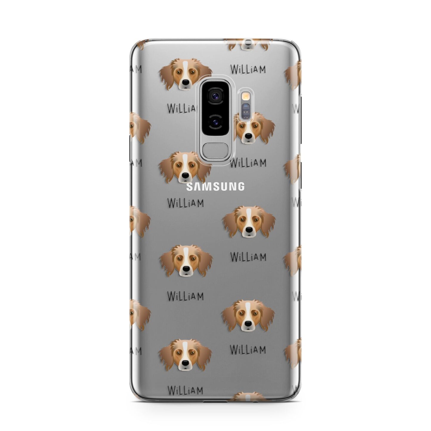 Australian Shepherd Icon with Name Samsung Galaxy S9 Plus Case on Silver phone