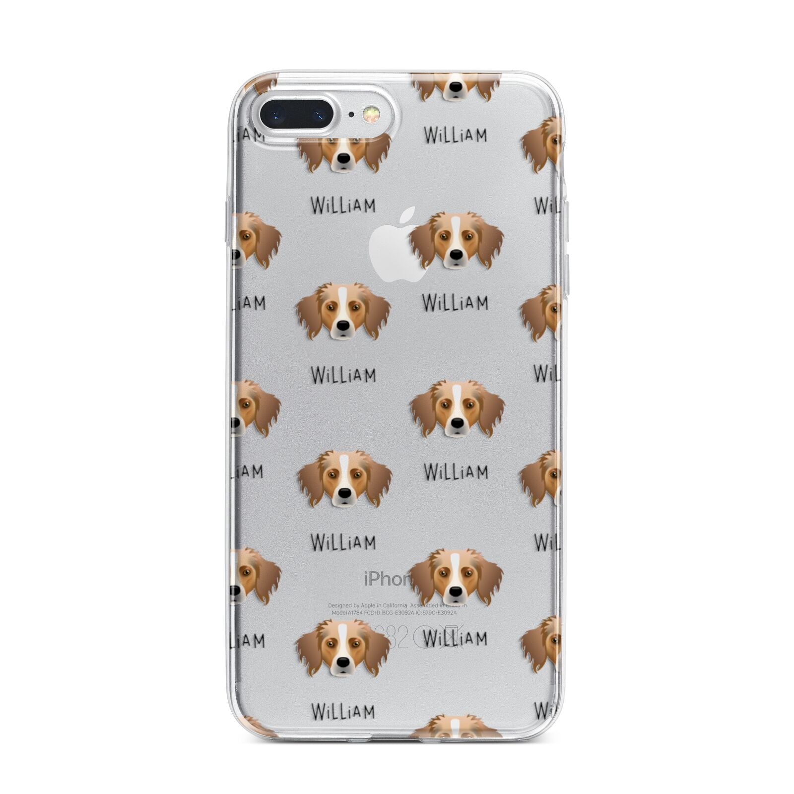 Australian Shepherd Icon with Name iPhone 7 Plus Bumper Case on Silver iPhone