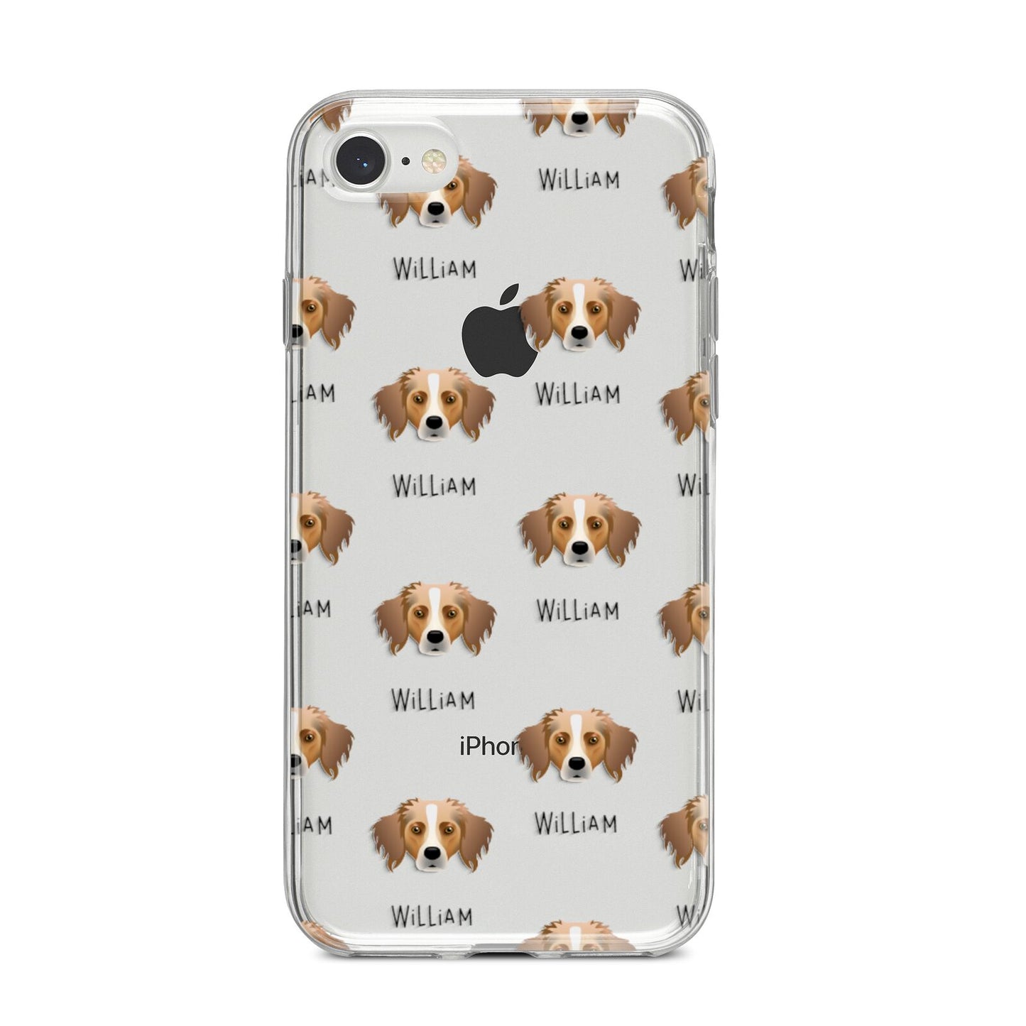 Australian Shepherd Icon with Name iPhone 8 Bumper Case on Silver iPhone