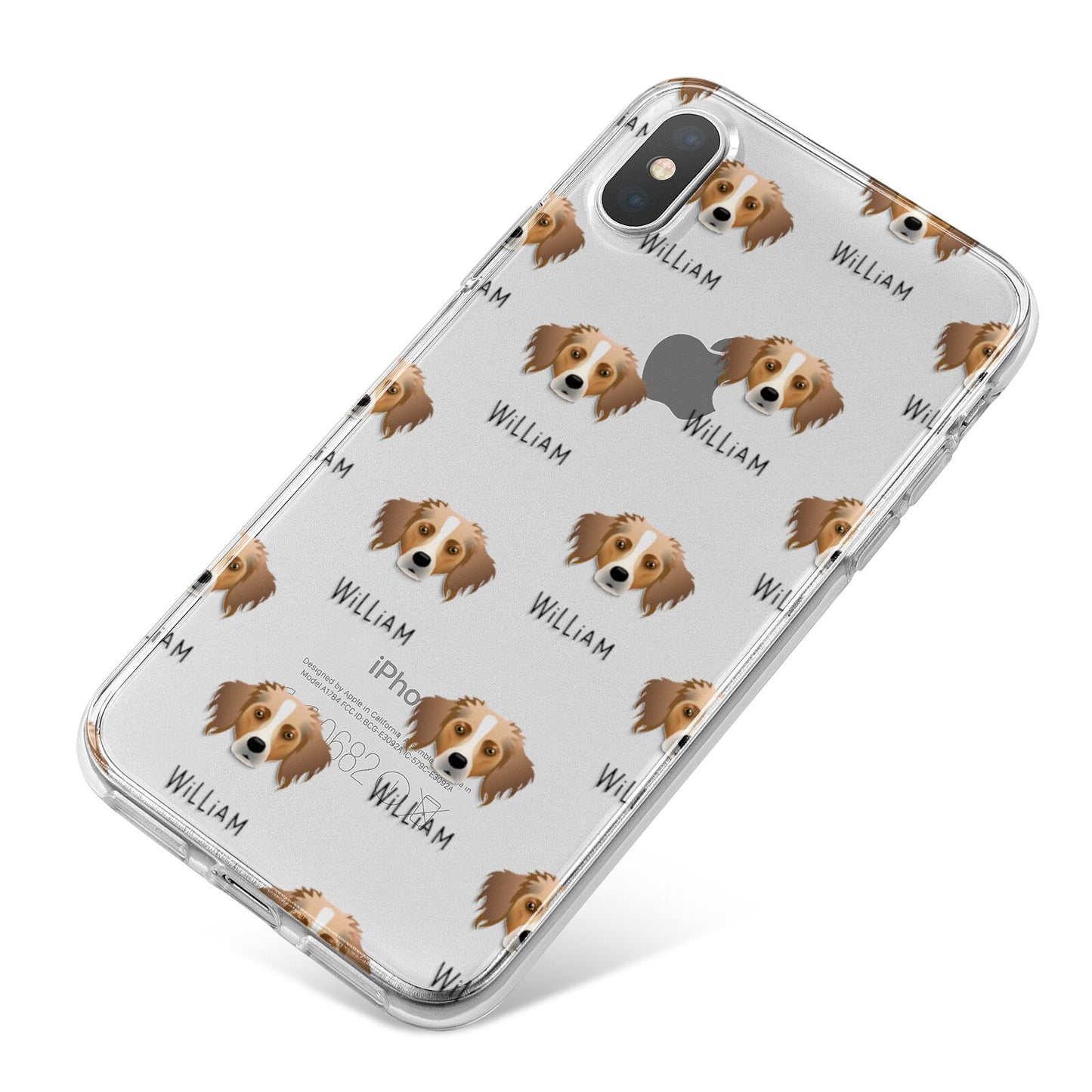 Australian Shepherd Icon with Name iPhone X Bumper Case on Silver iPhone