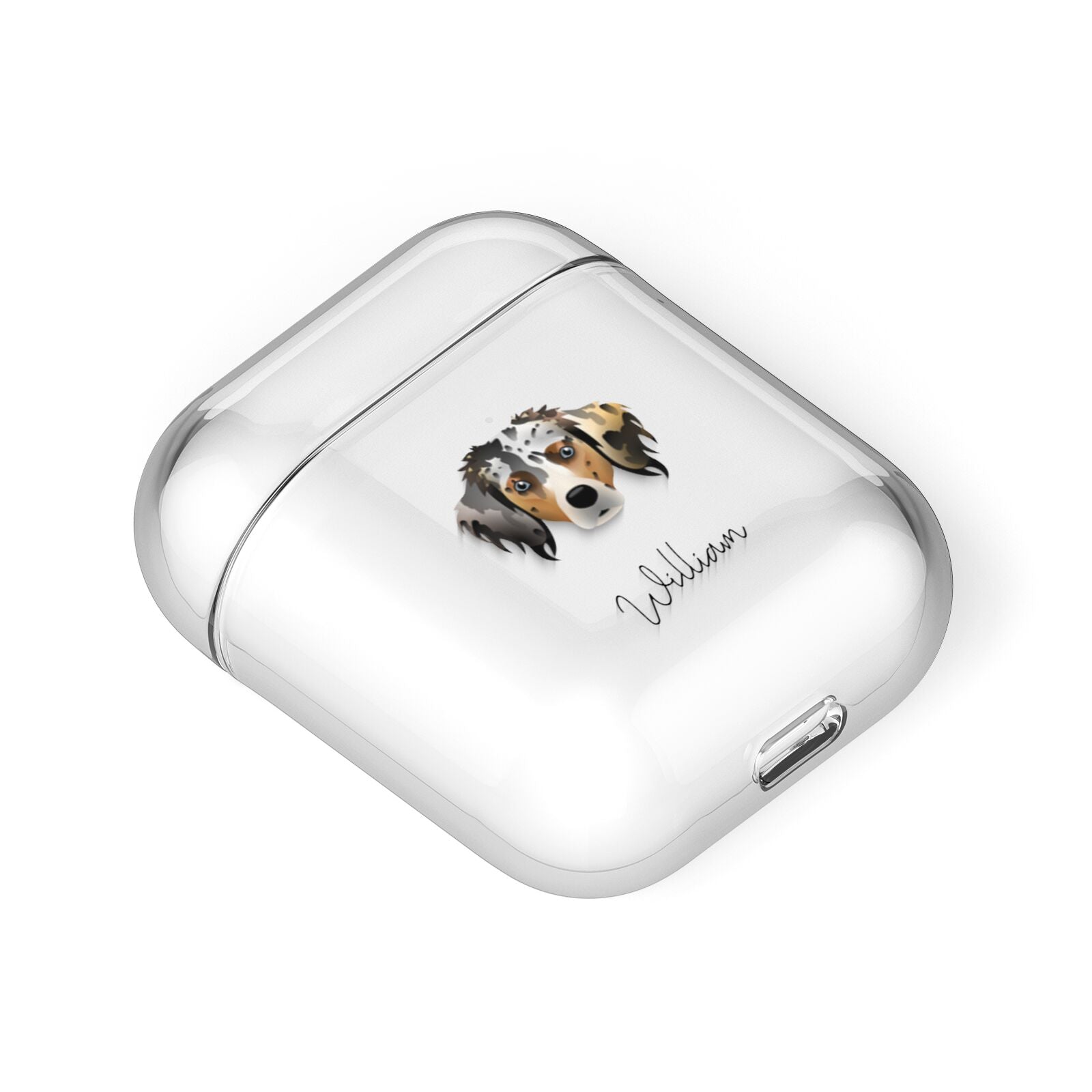 Australian Shepherd Personalised AirPods Case Laid Flat