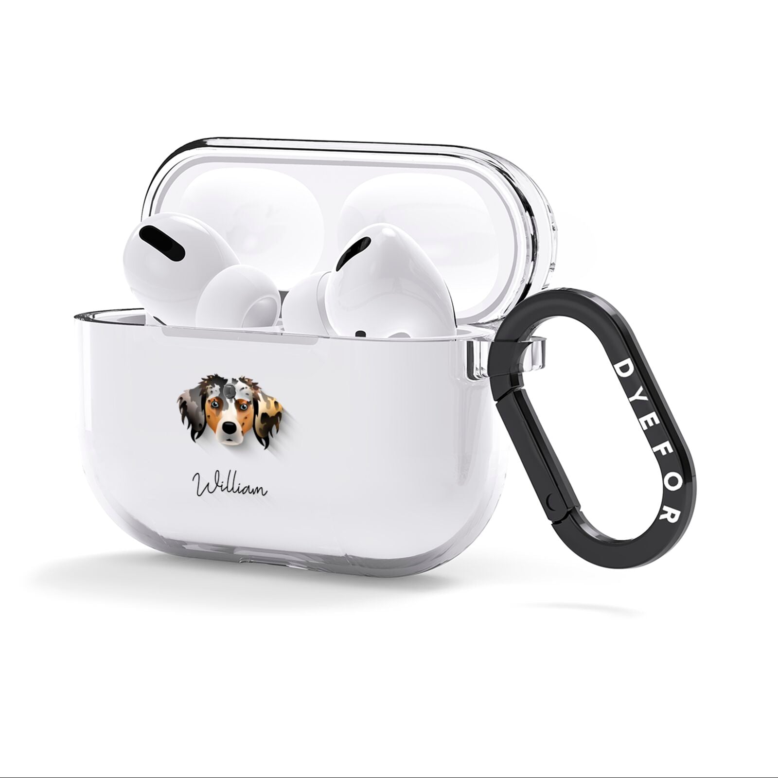 Australian Shepherd Personalised AirPods Clear Case 3rd Gen Side Image