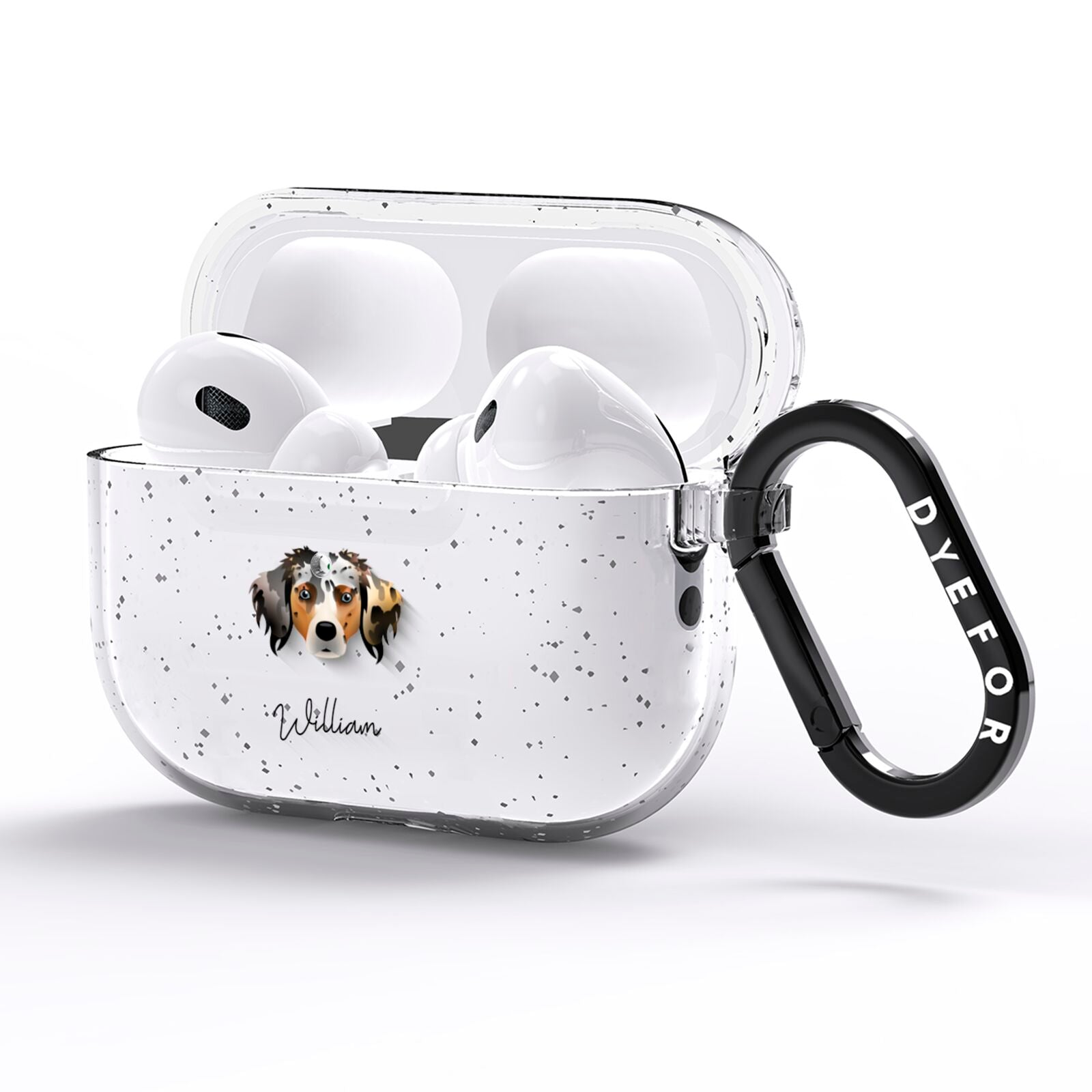 Australian Shepherd Personalised AirPods Pro Glitter Case Side Image
