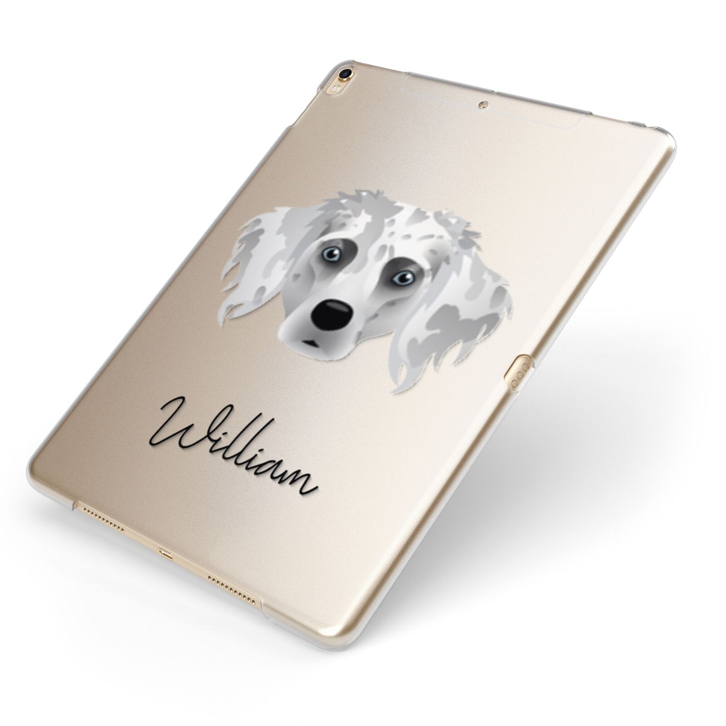 Australian Shepherd Personalised Apple iPad Case on Gold iPad Side View