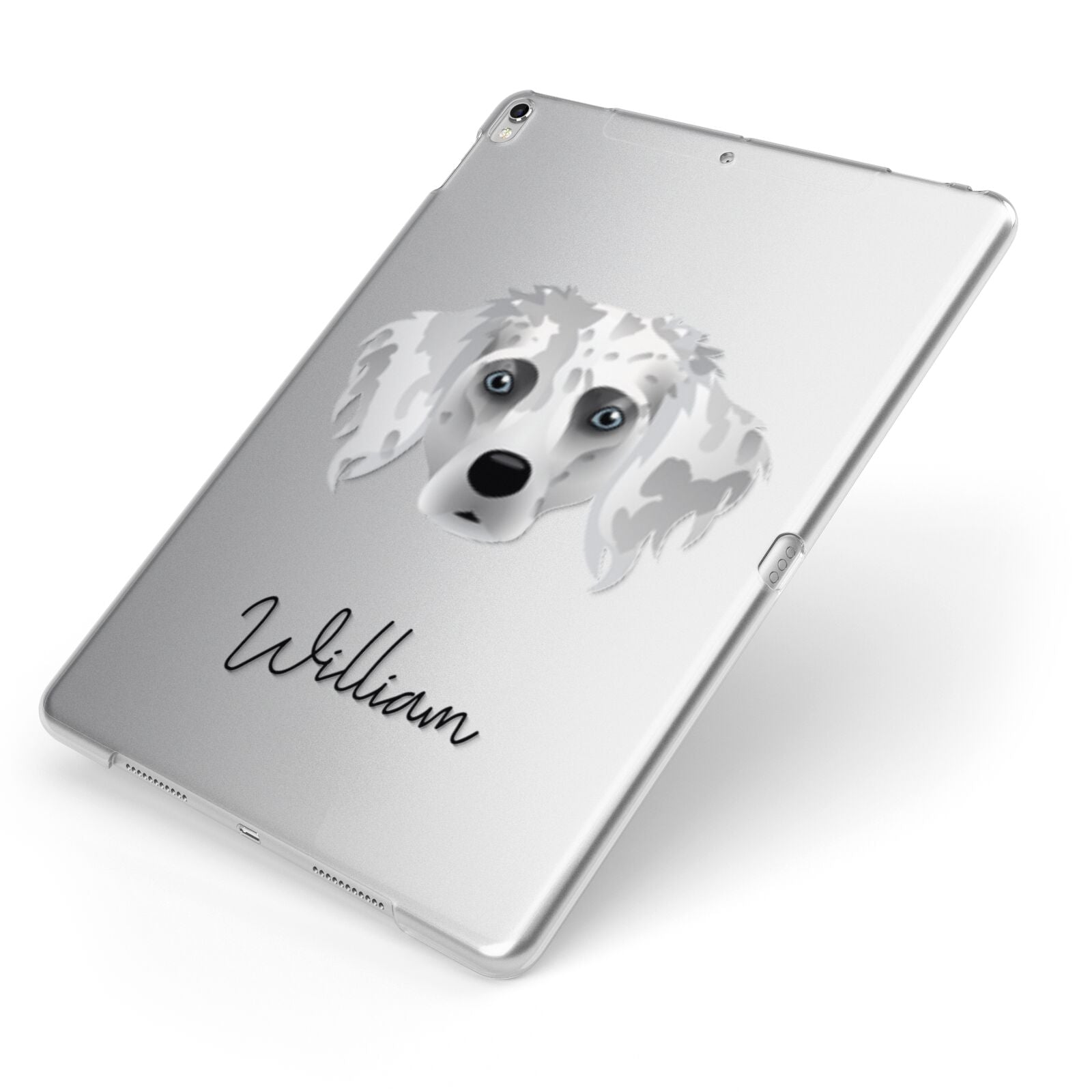 Australian Shepherd Personalised Apple iPad Case on Silver iPad Side View