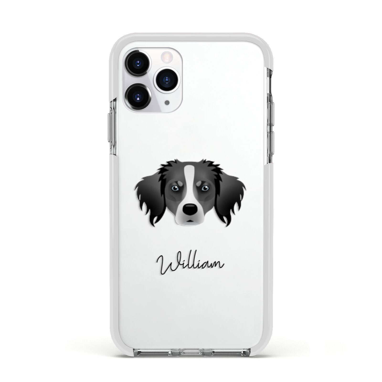 Australian Shepherd Personalised Apple iPhone 11 Pro in Silver with White Impact Case