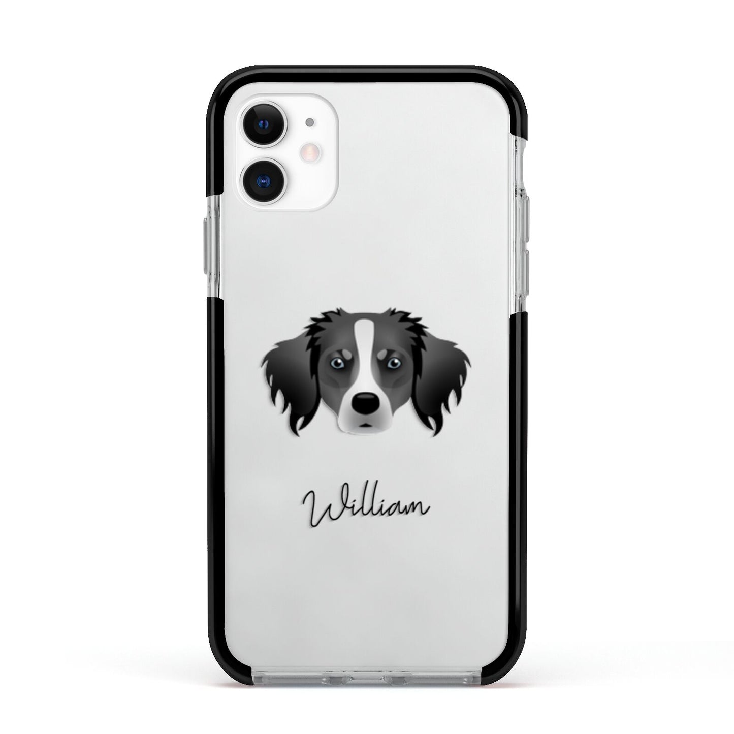 Australian Shepherd Personalised Apple iPhone 11 in White with Black Impact Case