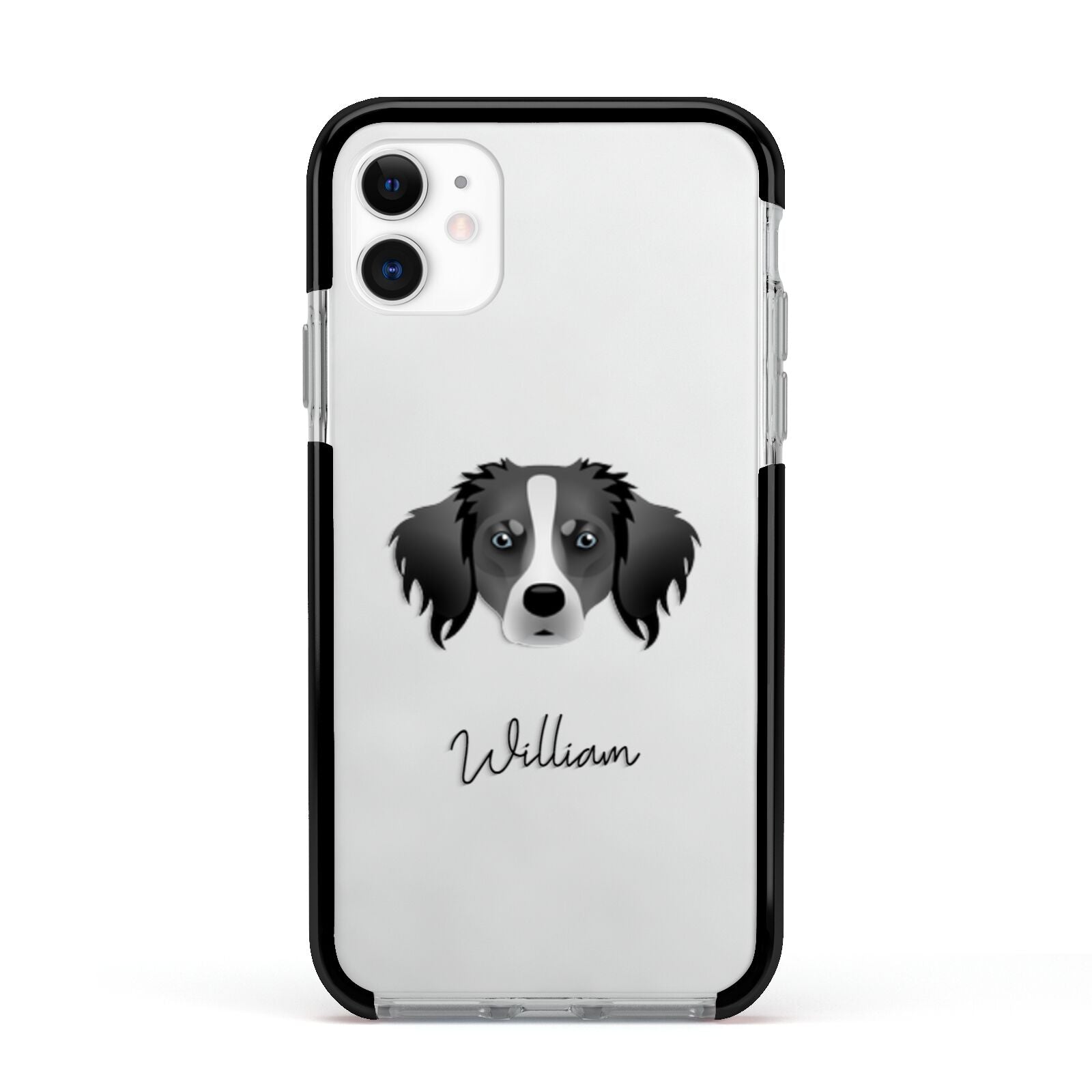 Australian Shepherd Personalised Apple iPhone 11 in White with Black Impact Case