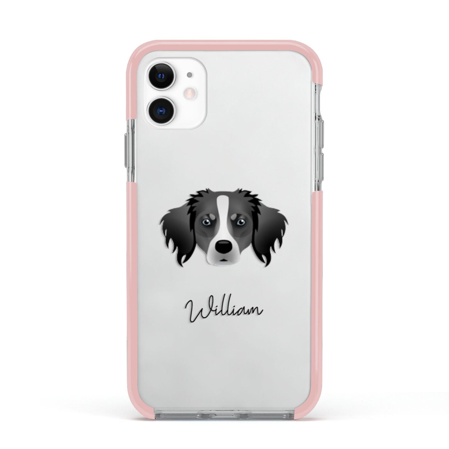 Australian Shepherd Personalised Apple iPhone 11 in White with Pink Impact Case