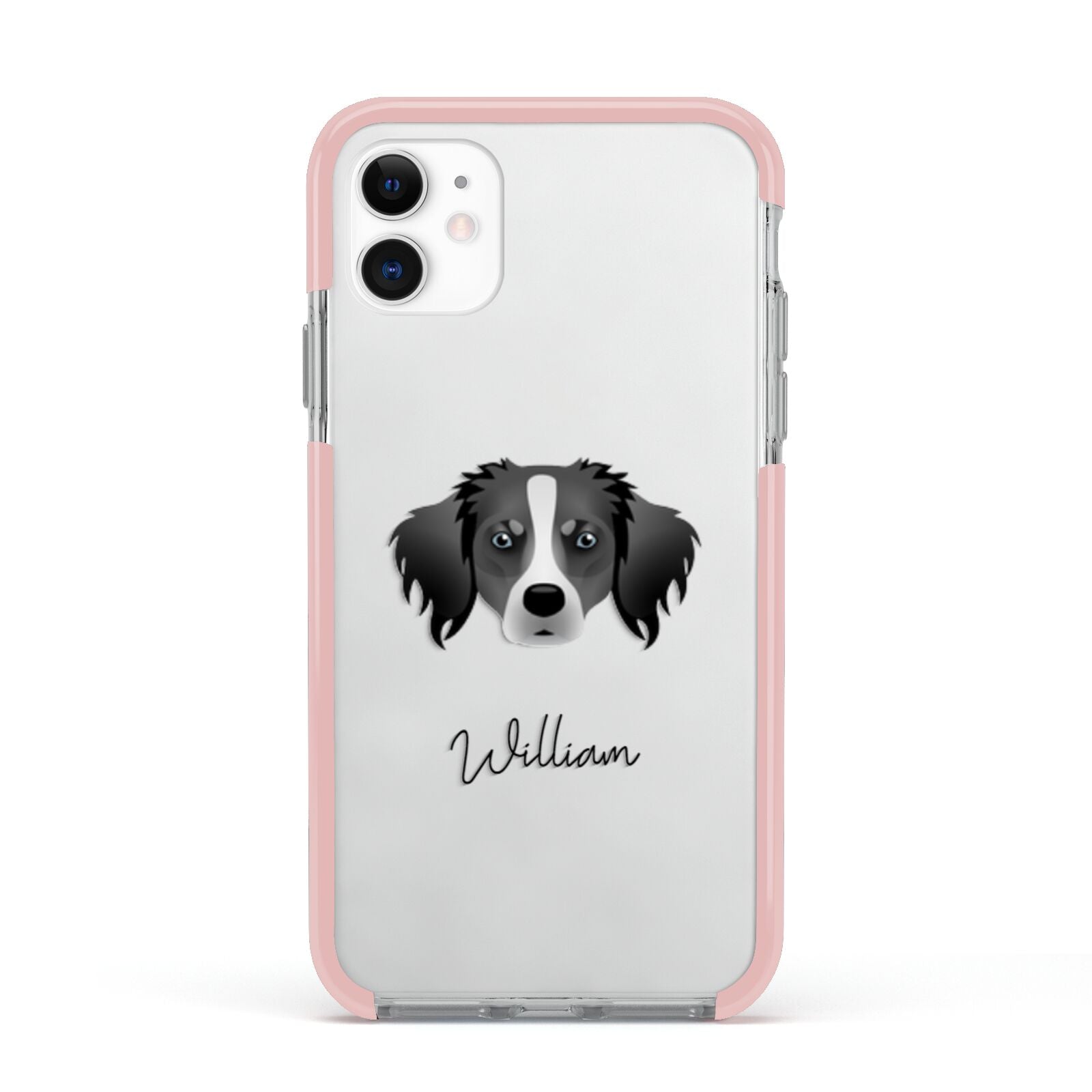 Australian Shepherd Personalised Apple iPhone 11 in White with Pink Impact Case