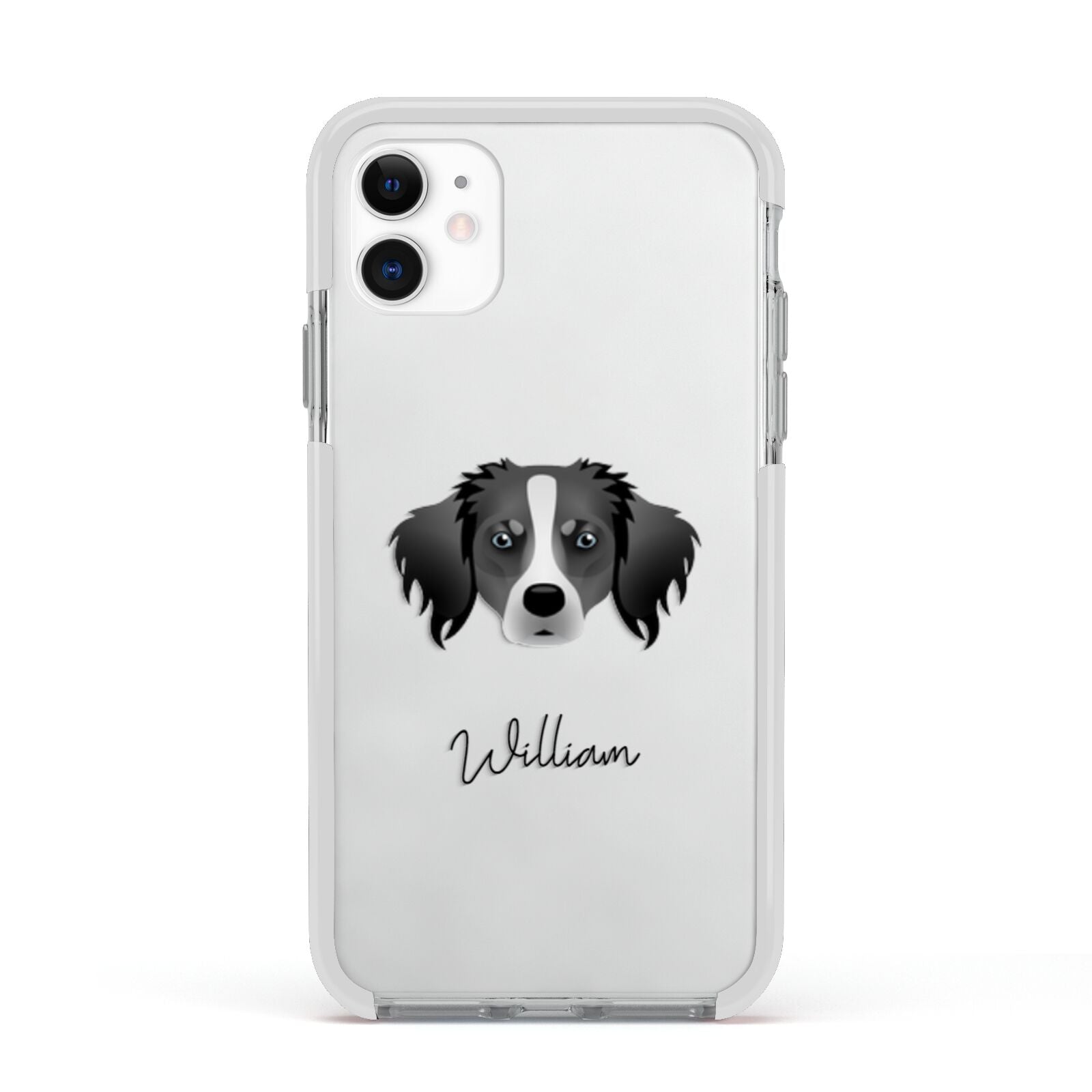 Australian Shepherd Personalised Apple iPhone 11 in White with White Impact Case