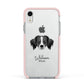 Australian Shepherd Personalised Apple iPhone XR Impact Case Pink Edge on Silver Phone