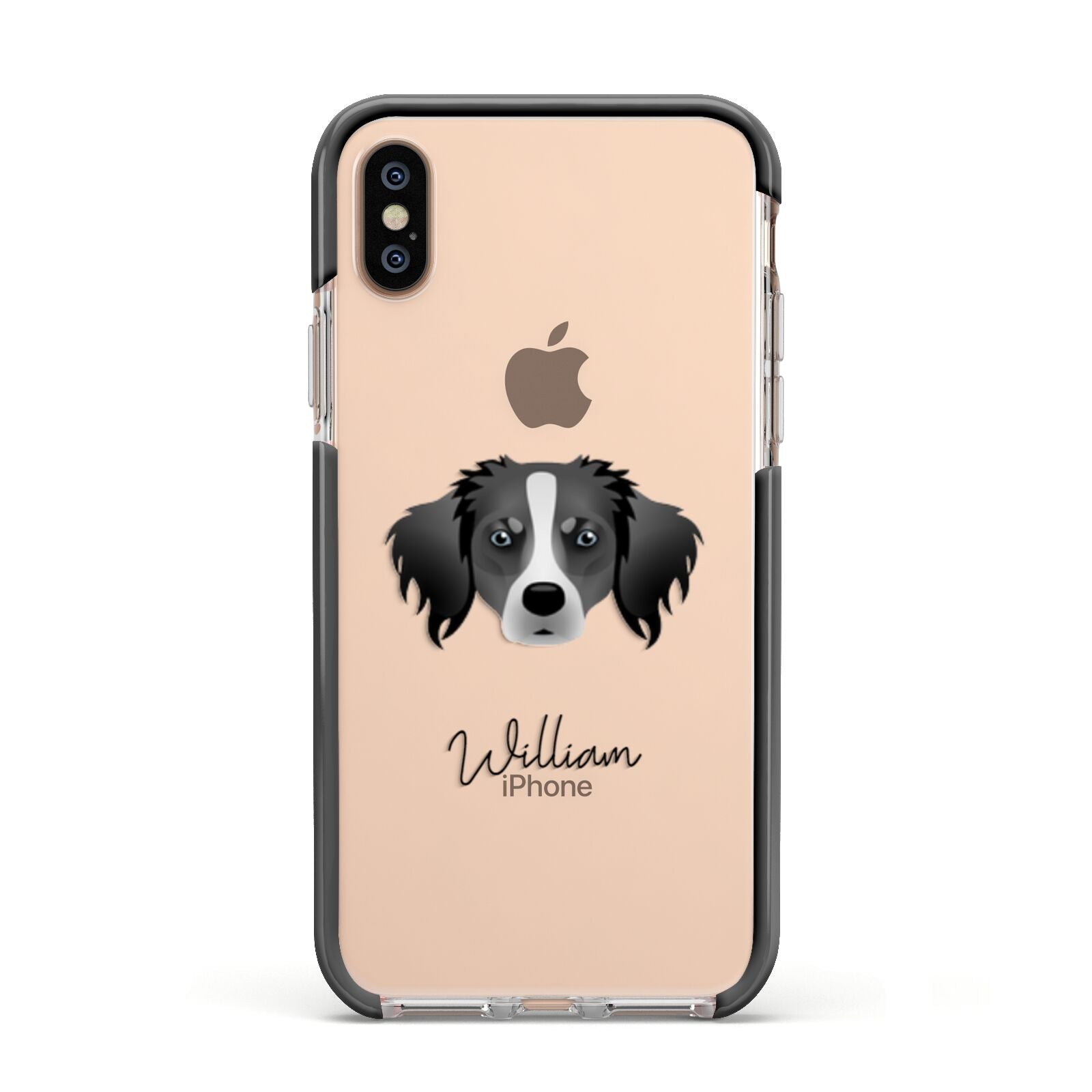 Australian Shepherd Personalised Apple iPhone Xs Impact Case Black Edge on Gold Phone