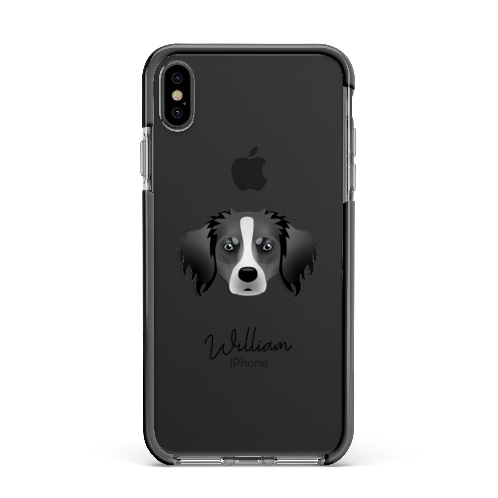 Australian Shepherd Personalised Apple iPhone Xs Max Impact Case Black Edge on Black Phone