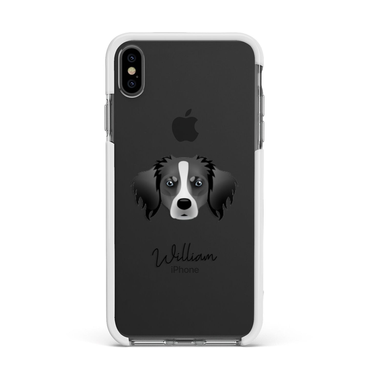 Australian Shepherd Personalised Apple iPhone Xs Max Impact Case White Edge on Black Phone