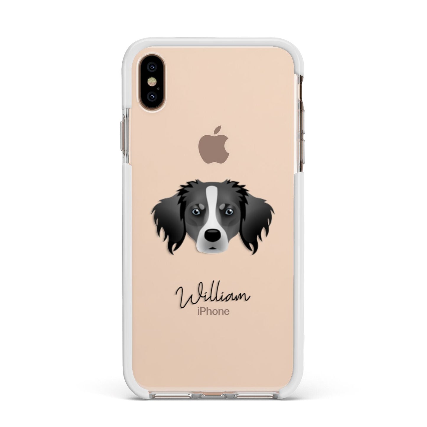 Australian Shepherd Personalised Apple iPhone Xs Max Impact Case White Edge on Gold Phone